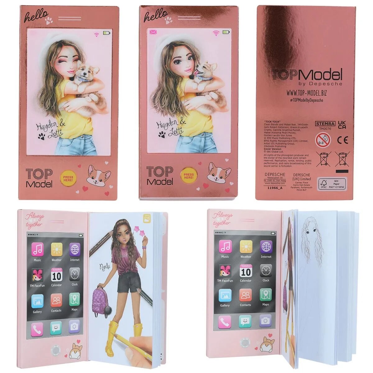 Depesche TOPModel Mini Malbuch mit Sound, 1 Stück, 3-fach sortiert
