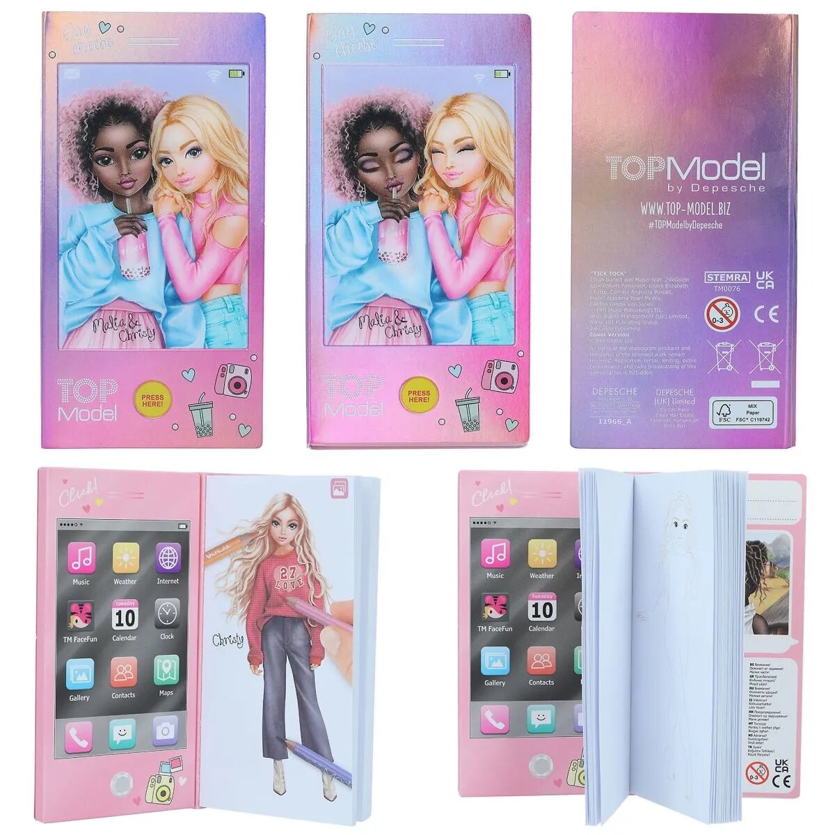 Depesche TOPModel Mini Malbuch mit Sound, 1 Stück, 3-fach sortiert