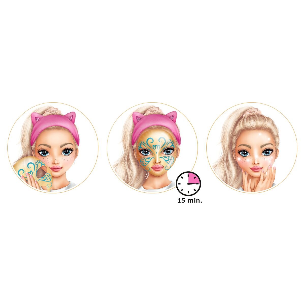 Depesche TOPModel Tuchmaske Gold BEAUTY and ME, 1 Stück, 3-fach sortiert