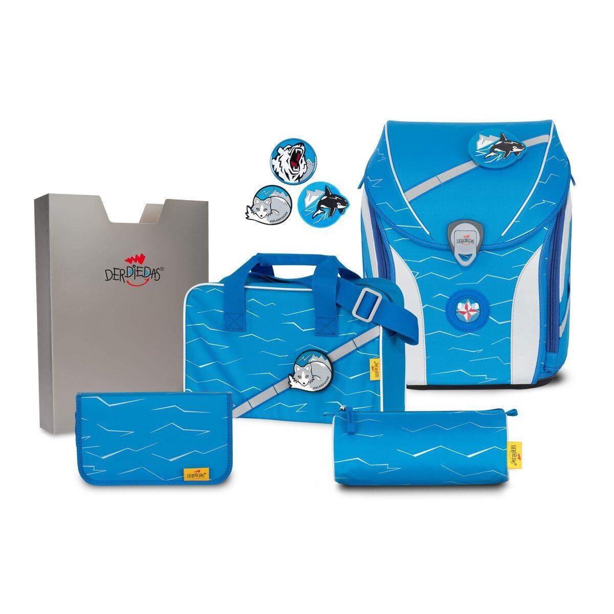 DerDieDas Schulranzenset ErgoFlex MAX Buttons Polar, 5-teilig