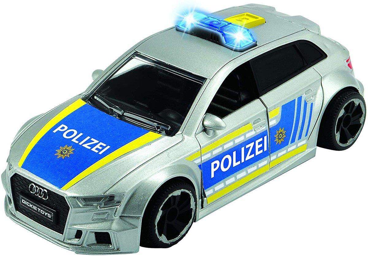 Dickie Toys Audi RS3 Polizeiauto mit Friktion, Licht & Sound, Zubehör, 1:32