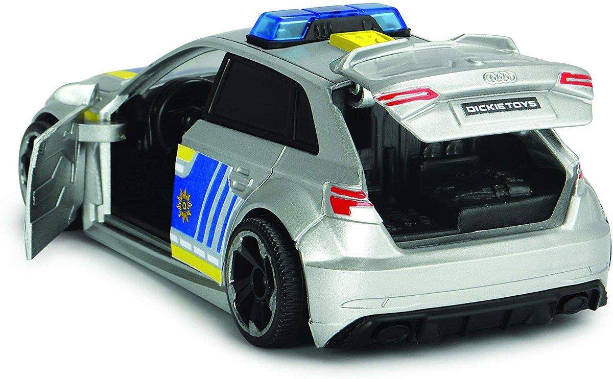 Dickie Toys Audi RS3 Polizeiauto mit Friktion, Licht & Sound, Zubehör, 1:32