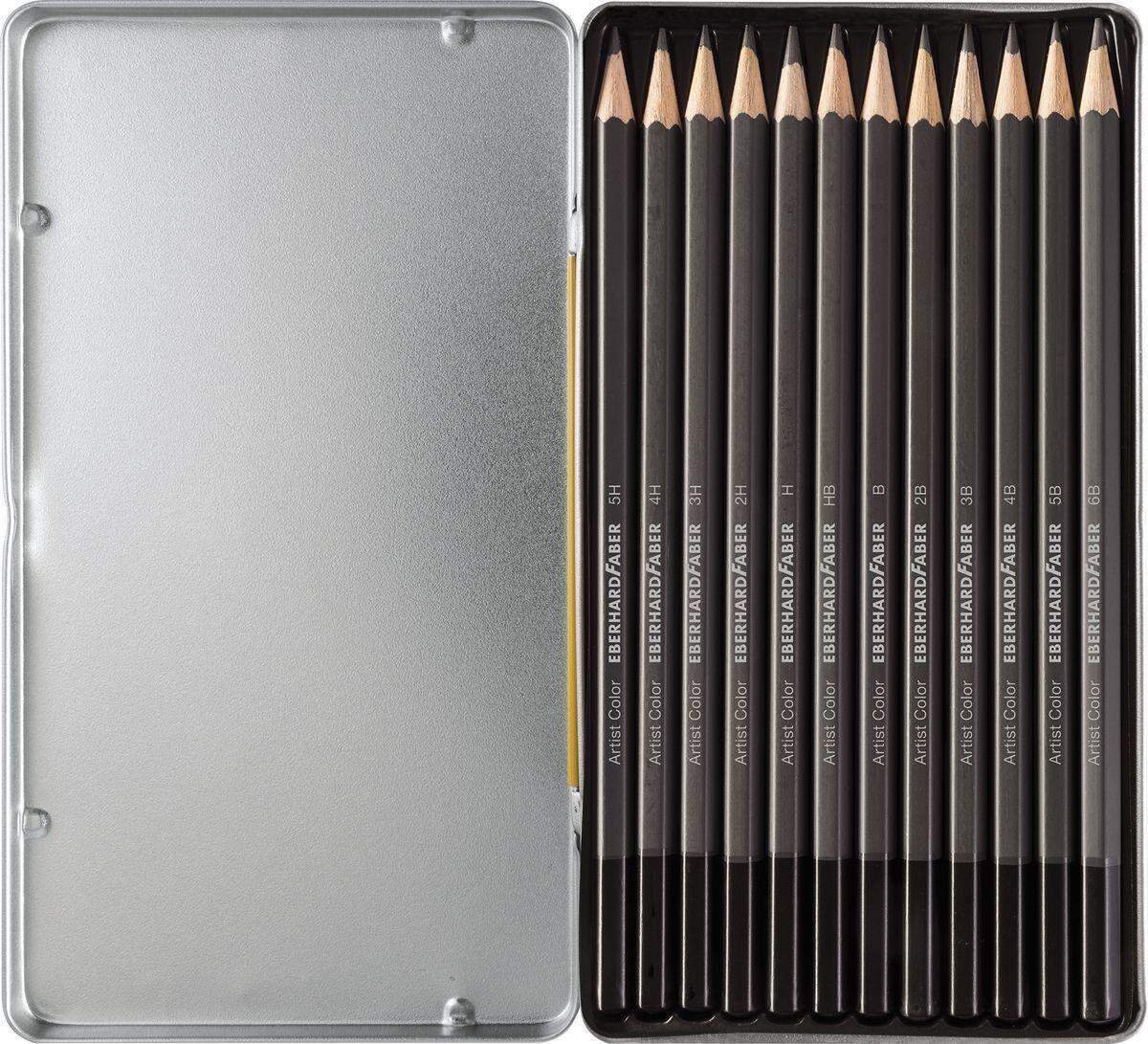 Eberhard Faber Zeichenbleistifte Metalletui, 12 Stück