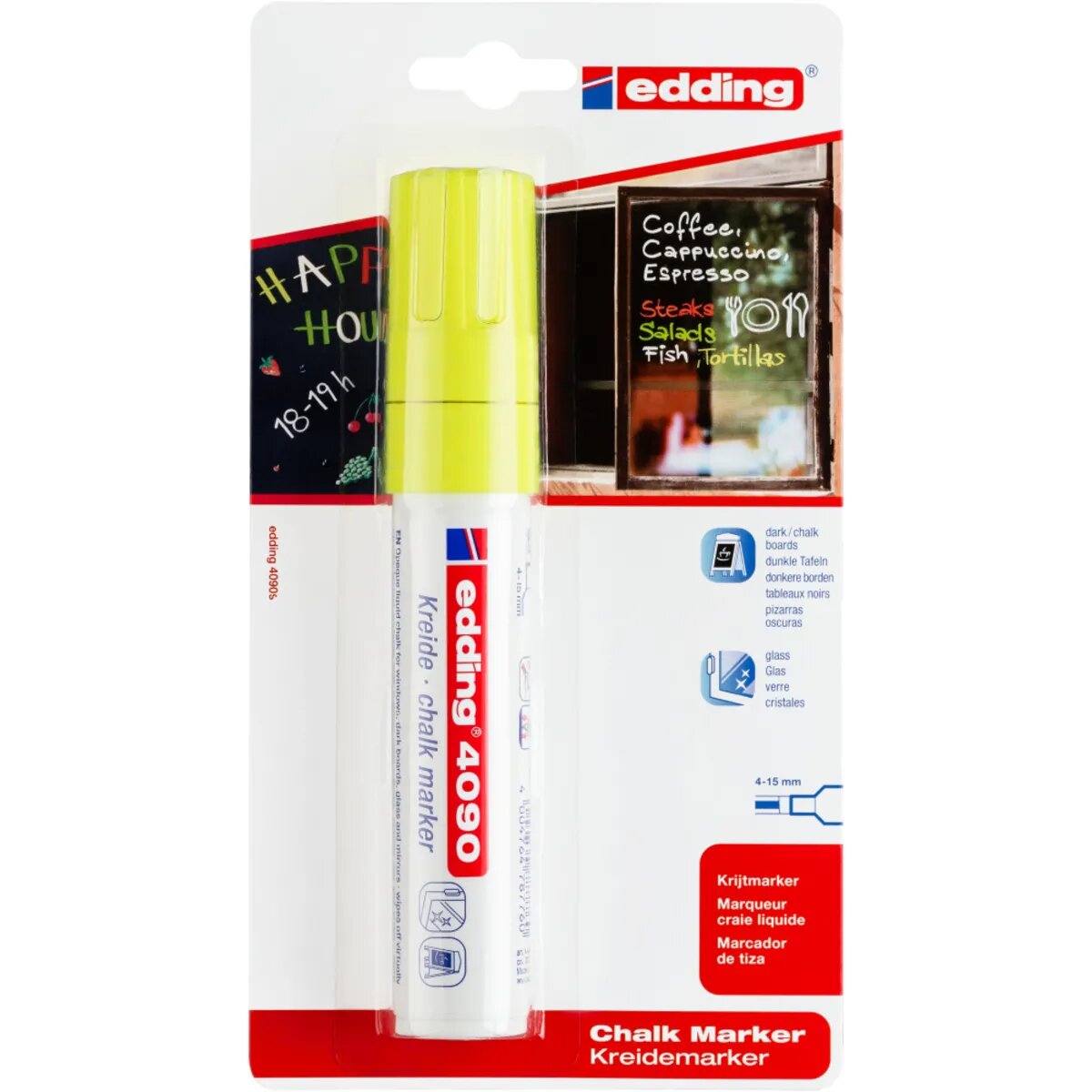 edding 4090 Kreidemarker, 4-15 mm, neongelb