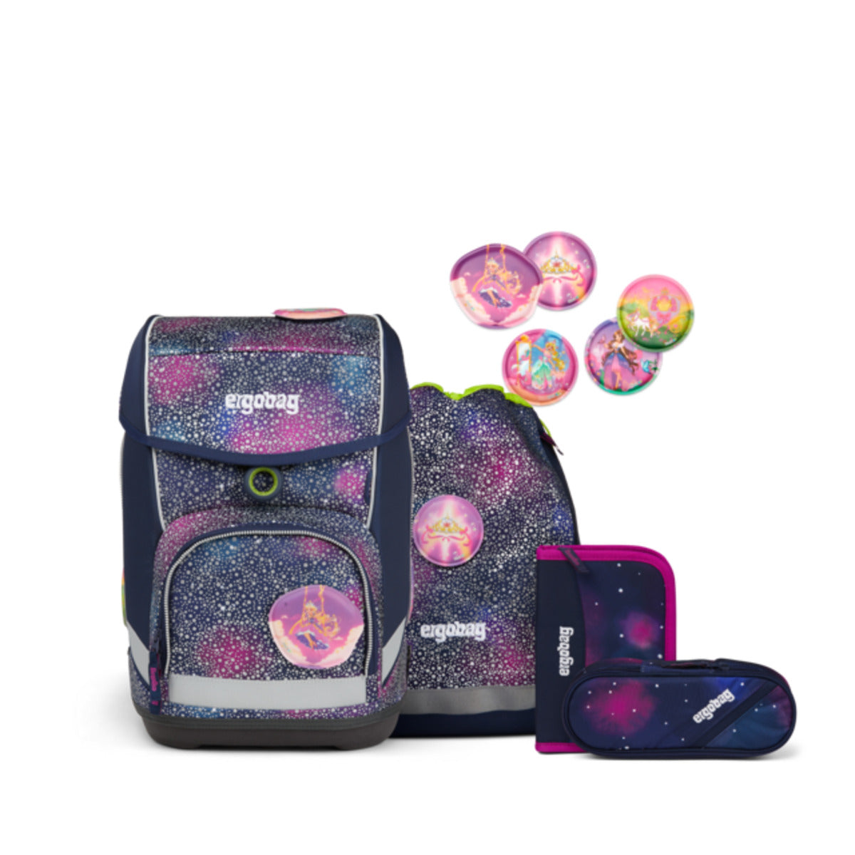ergobag CUBO Schulranzen-Set Bärlaxy, 5-teilig