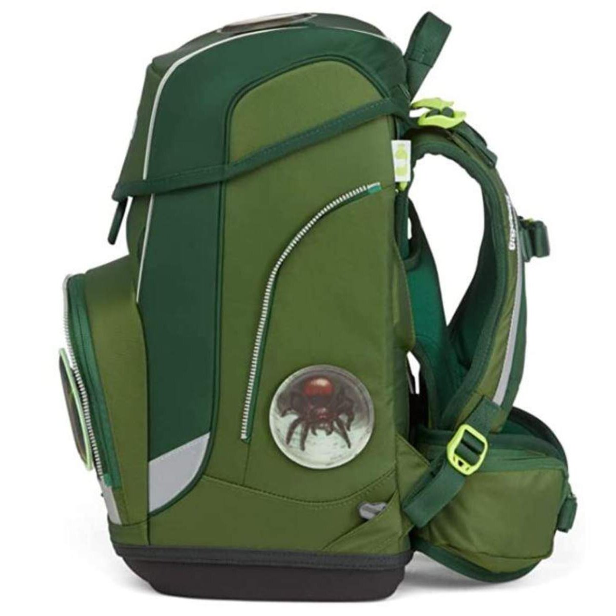 ergobag CUBO Set Grüne Mambär Shiny Edition, ergonomischer Schulrucksack, Set 5-teilig