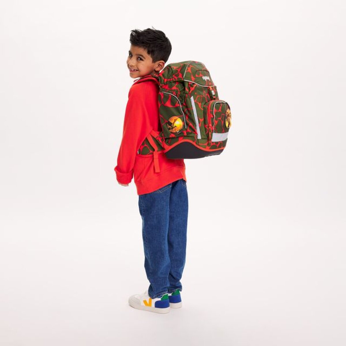 ergobag PACK Schulrucksack-Set FeuerspeiBär LUMI Edition, 6-teilig