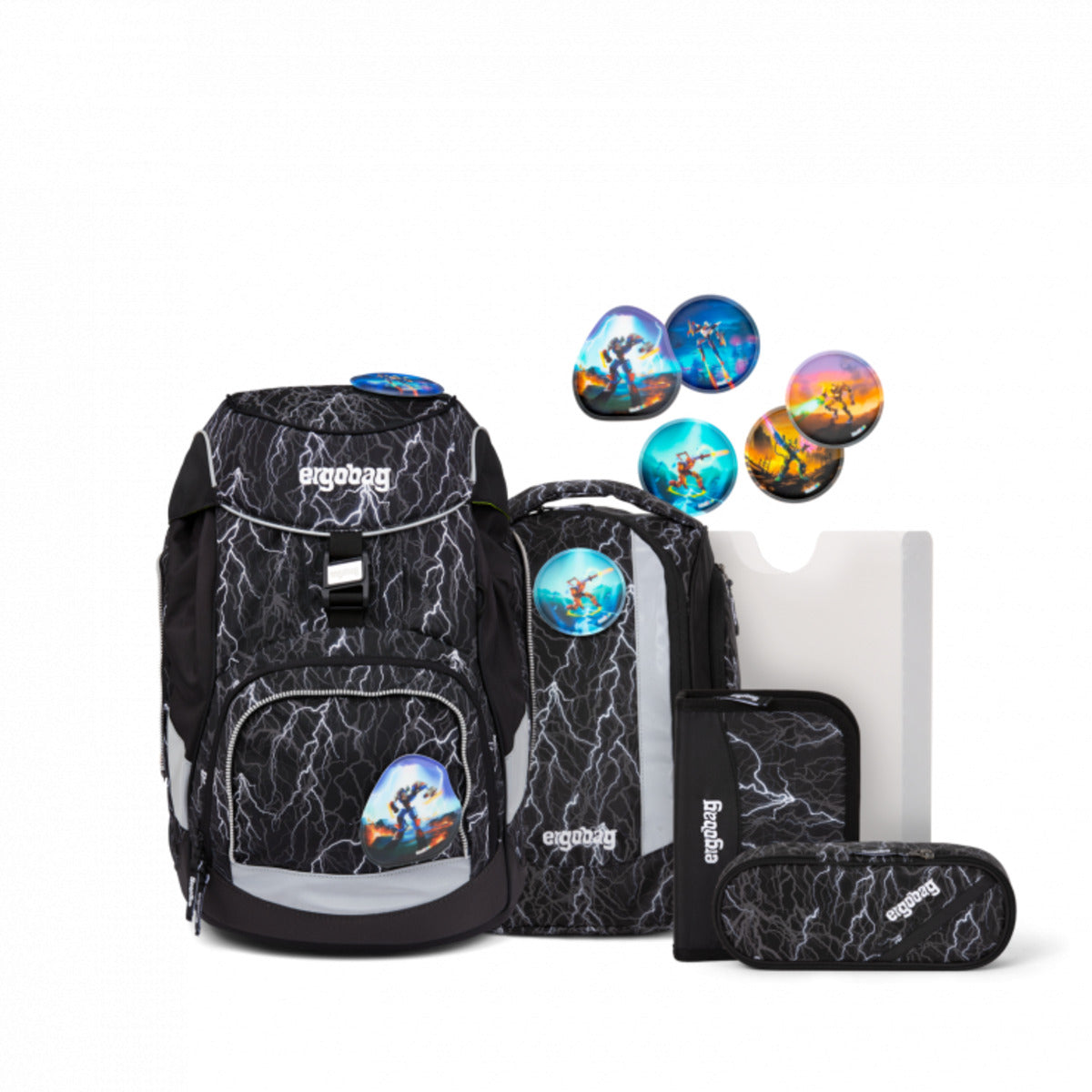 ergobag PACK Schulrucksack-Set Super ReflektBär Glow, 6-teilig