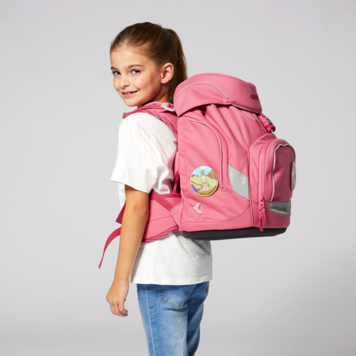 ergobag PACK Schulrucksack-Set Lamas in Bärjamas Eco Hero Edition, 6-teilig