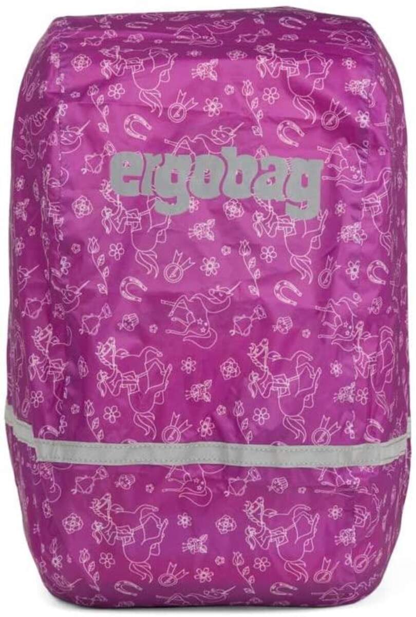 ergobag Regenschutz für Schulranzen / Schulrucksäcke, Pferde / Lila