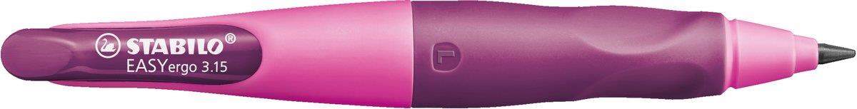 Ergonomischer Druck-Bleistift für Linkshänder - STABILO EASYergo 3.15 in pink/lila - Einzelstift - inklusive 1 dicken Mine - Härtegrad HB & Spitzer
