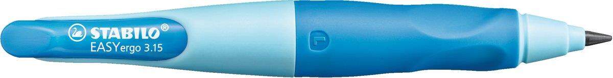 Ergonomischer Druck-Bleistift für Linkshänder - STABILO EASYergo 3.15 in hellblau/dunkelblau - Einzelstift - inklusive 1 dicken Mine - Härtegrad HB & Spitzer