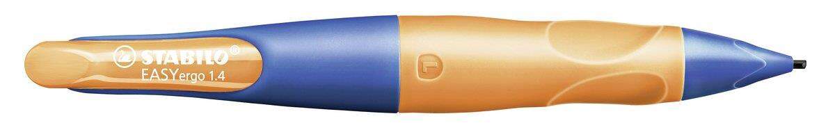 Ergonomischer Druck-Bleistift für Rechtshänder - STABILO EASYergo 1.4 in ultramarinblau/neonorange - Einzelstift - inklusive 3 dünner Minen - Härtegrad HB