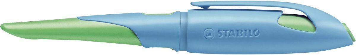 Ergonomischer Schulfüller für Linkshänder mit Standard-Feder M - STABILO EASYbirdy in himmelblau/grasgrün - Einzelstift - inklusive Patrone - Schreibfarbe blau (löschbar)