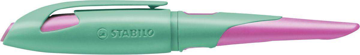 Ergonomischer Schulfüller für Rechtshänder mit Anfänger-Feder A - STABILO EASYbirdy in türkis/neonpink - Einzelstift - inklusive Patrone - Schreibfarbe blau (löschbar)