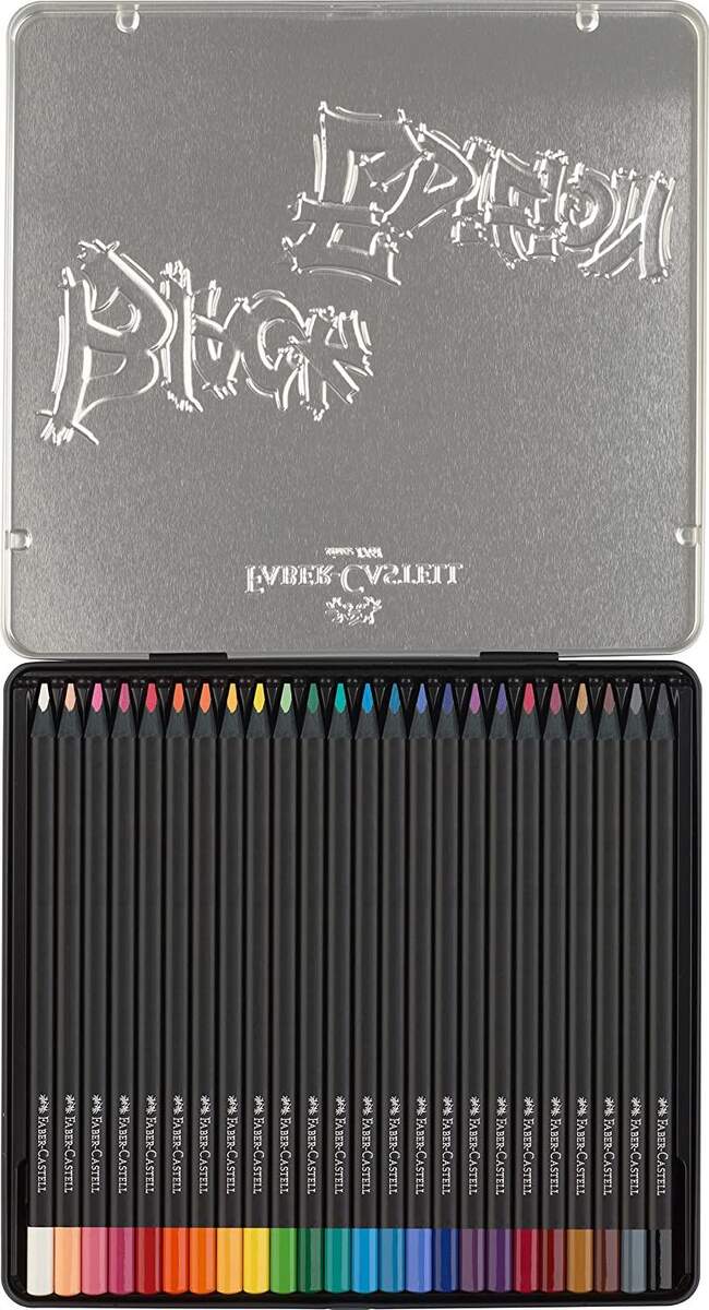 Faber-Castell 116425 - Buntstifte Blackwood, Black Edition, 24er Metalletui