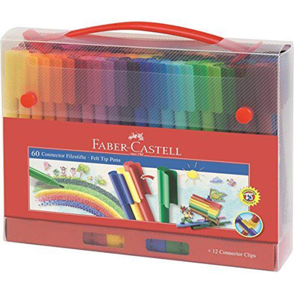 Faber-Castell Filzstift Connector in Koffer, 60-teilig