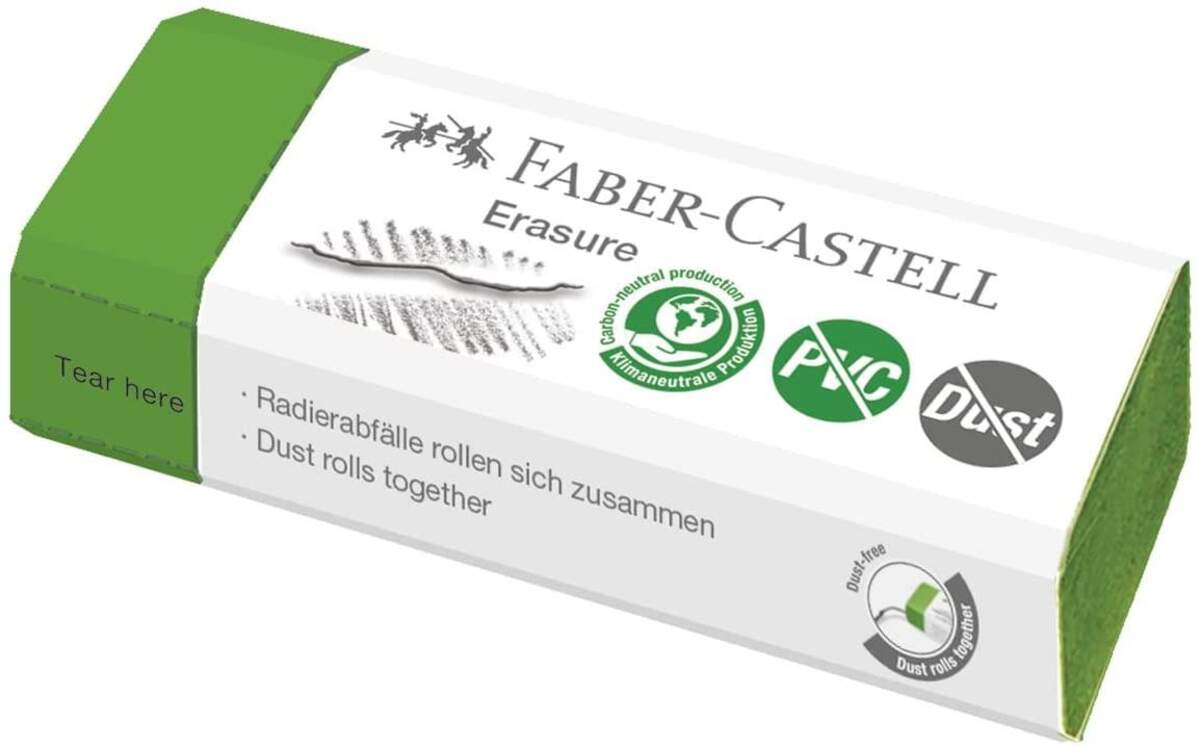 Faber-Castell Radiergummi, PVC-frei und staubfrei, grün
