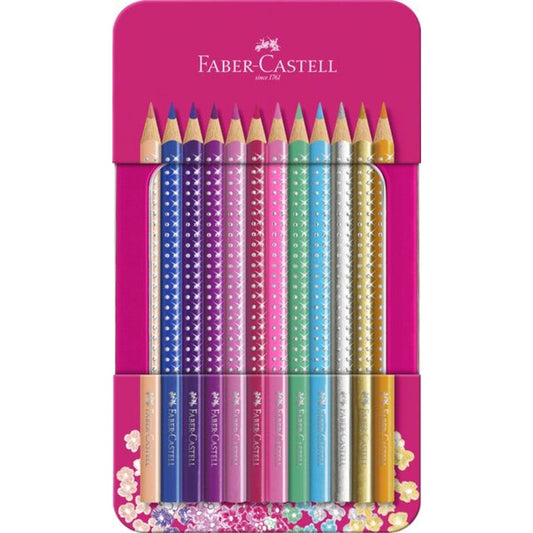 Faber-Castell Sparkle Buntstifte Metalletui mit 12 Sparkle Buntstiften