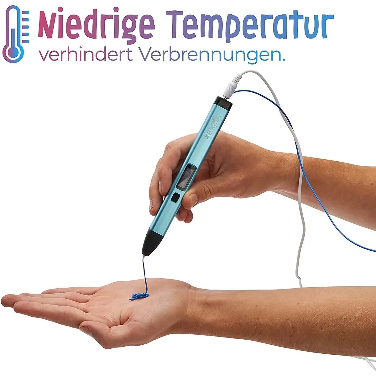 Filapen 3D Stift Set mit 10 Filamenten und Etui (blau)