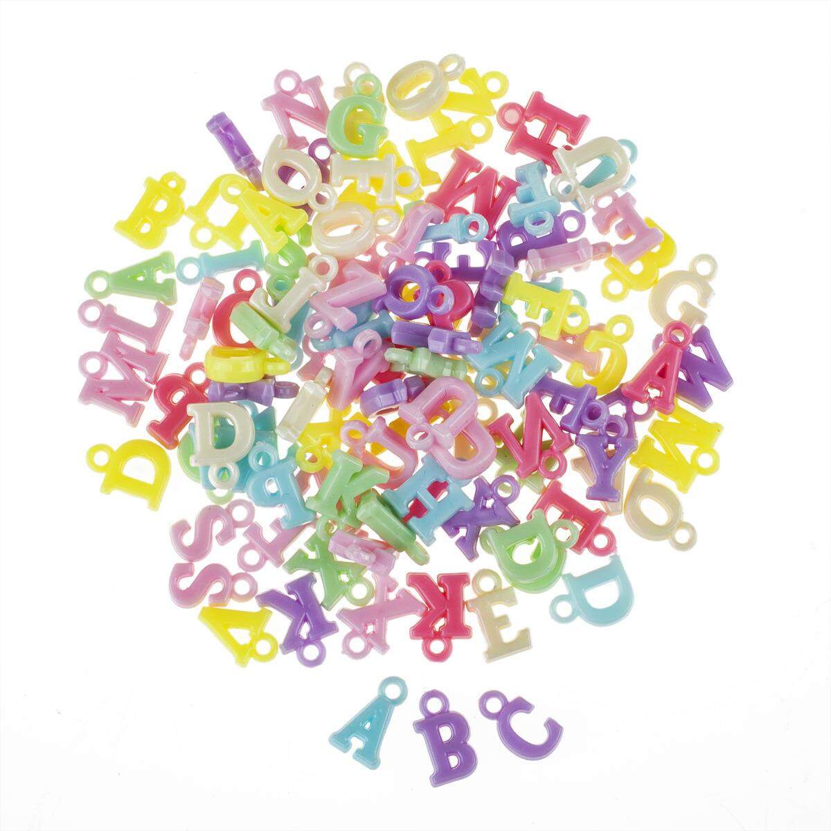 Glorex Perlenset Buchstaben sortiert, Pastell-Töne, ca.200 Stk.