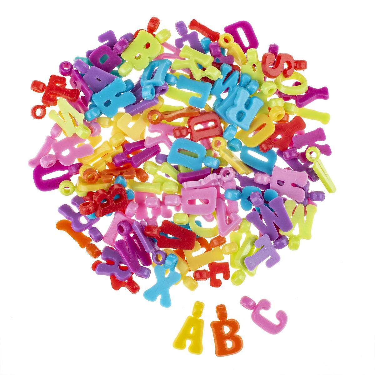 Glorex Perlenset Buchstaben sortiert, Satte-Töne, ca. 200 Stück