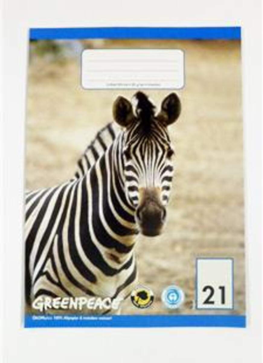 Greenpeace 47021 Schulheft, A4, Lineatur 21, liniert ohne Rand