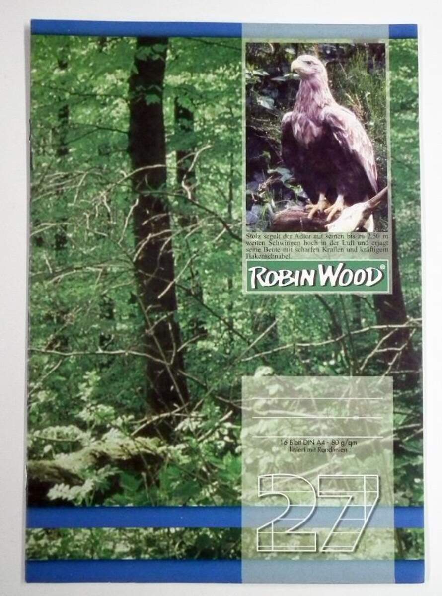 Greenpeace 47027 Schulheft, A4, Lineatur 27, liniert mit Doppelrand