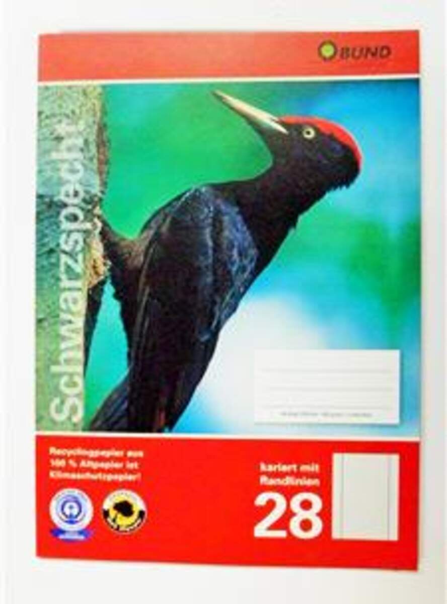 Greenpeace 47028 Schulheft, A4, Lineatur 28, kariert mit Doppelrand