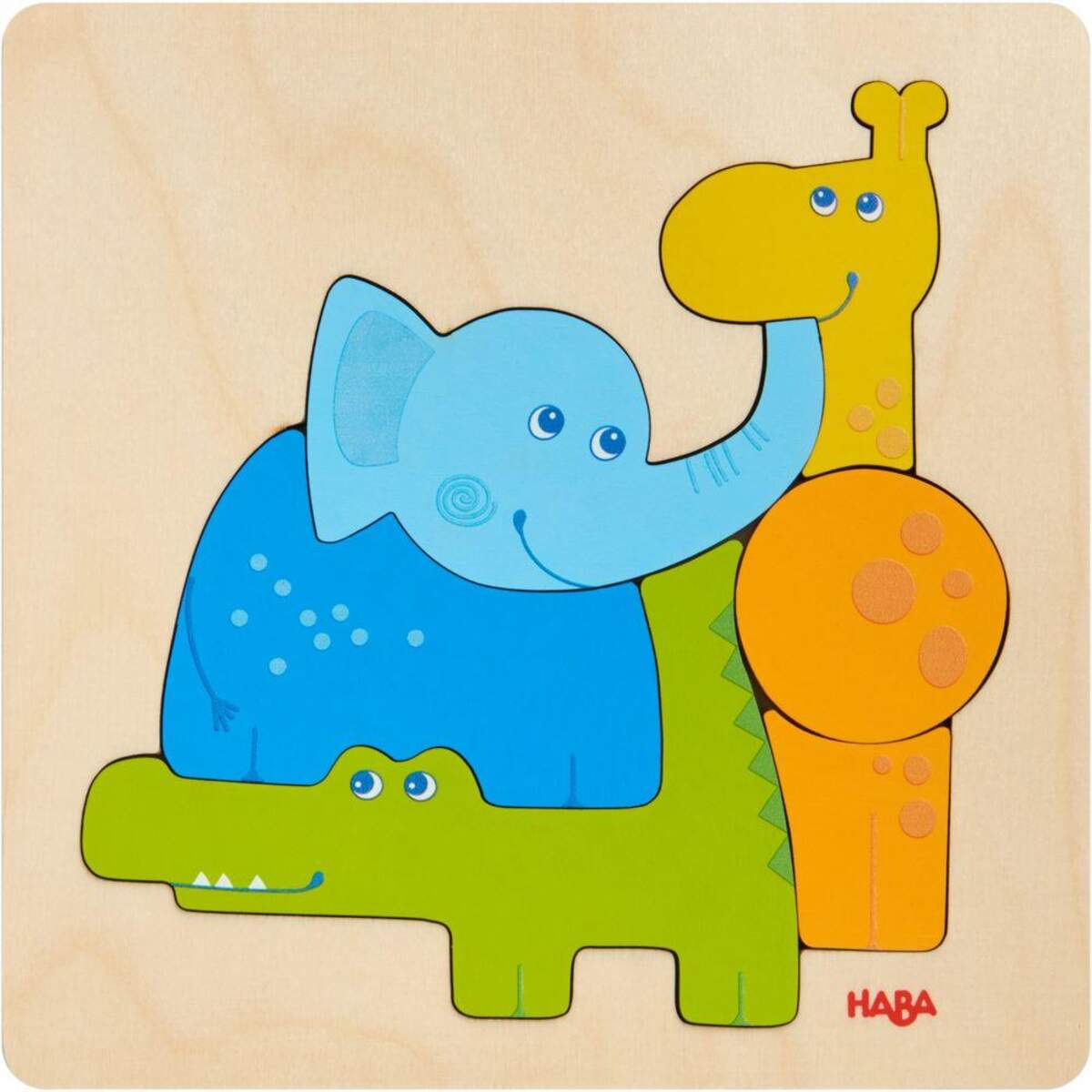 HABA 304609 Holzpuzzle Zootiere, 6 Teile
