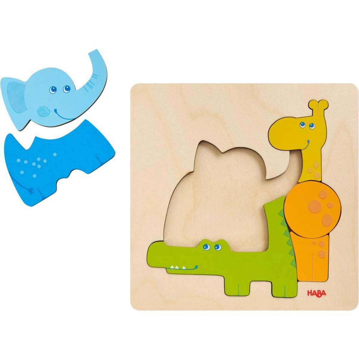HABA 304609 Holzpuzzle Zootiere, 6 Teile