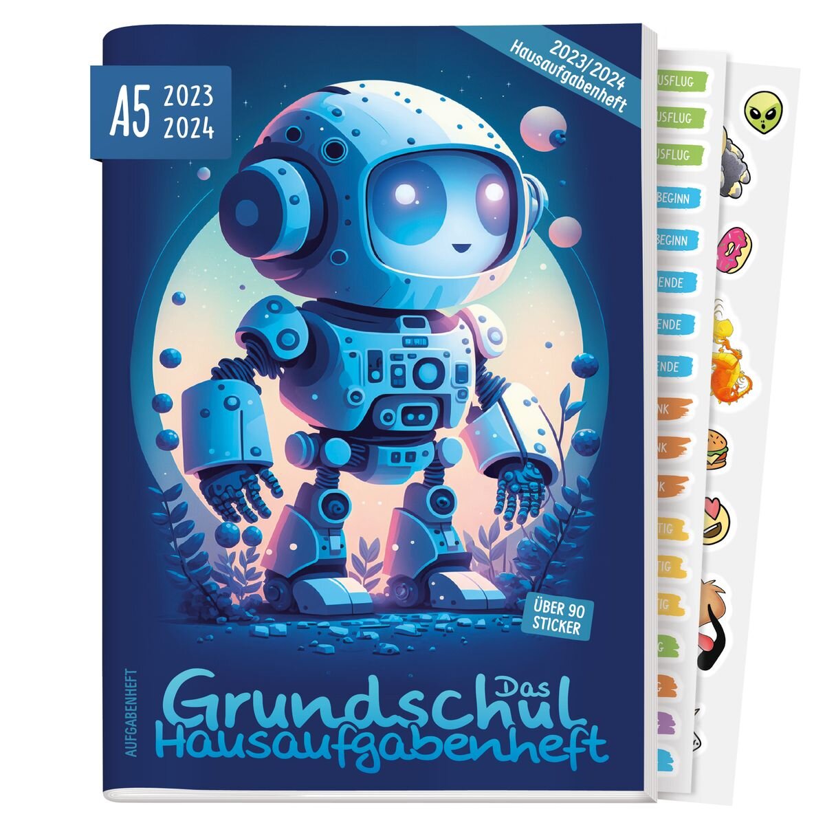 Häfft Verlag Grundschul-Hausaufgabenheft mit Stickerbogen A5, 23/24, 1 Stück, 3-fach sortiert