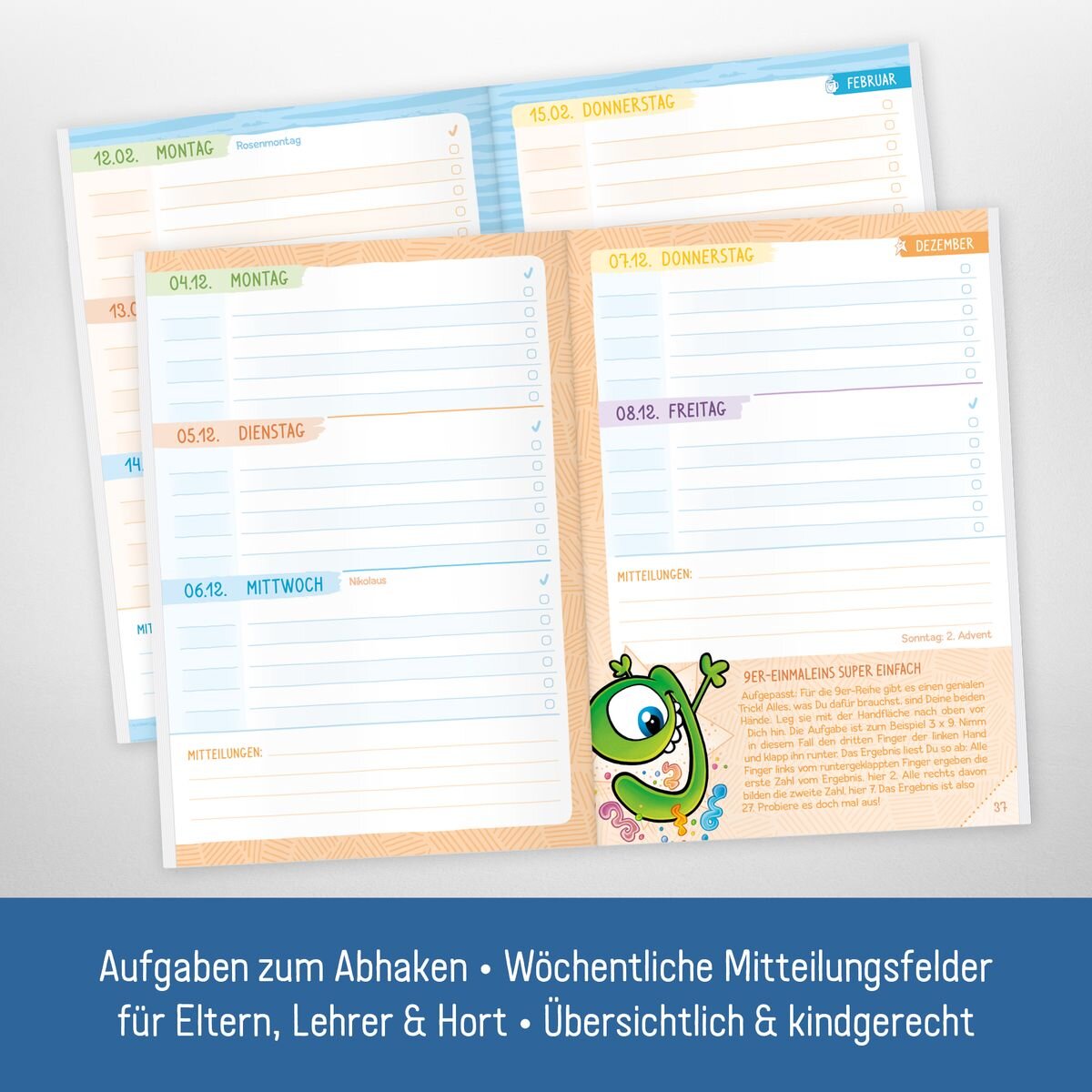 Häfft Verlag Grundschul-Hausaufgabenheft mit Stickerbogen A5, 23/24, 1 Stück, 3-fach sortiert