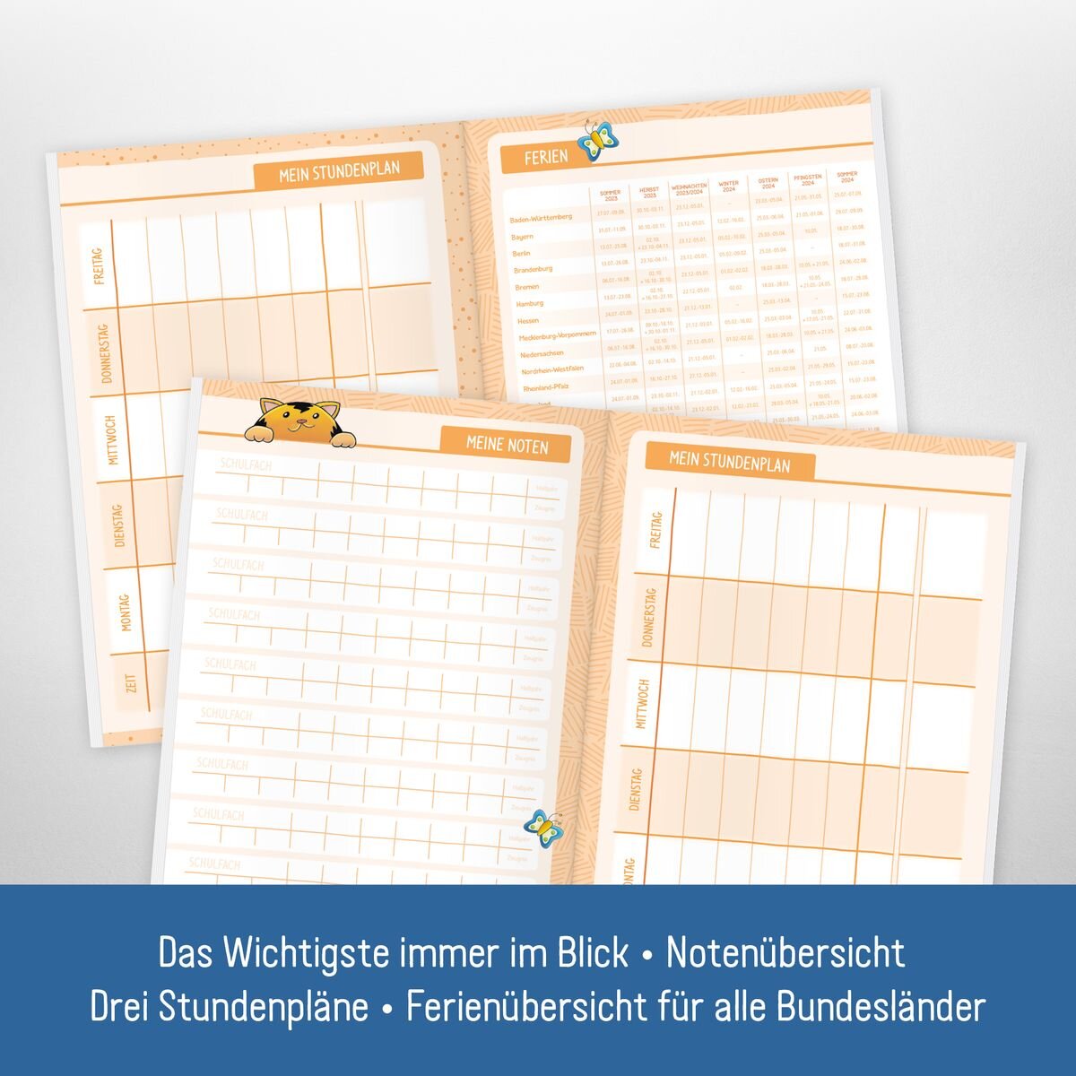 Häfft Verlag Grundschul-Hausaufgabenheft mit Stickerbogen A5, 23/24, 1 Stück, 3-fach sortiert