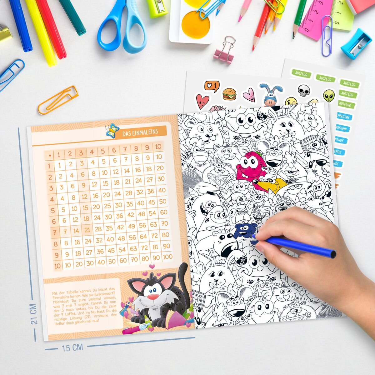 Häfft Verlag Grundschul-Hausaufgabenheft mit Stickerbogen A5, 23/24, 1 Stück, 3-fach sortiert
