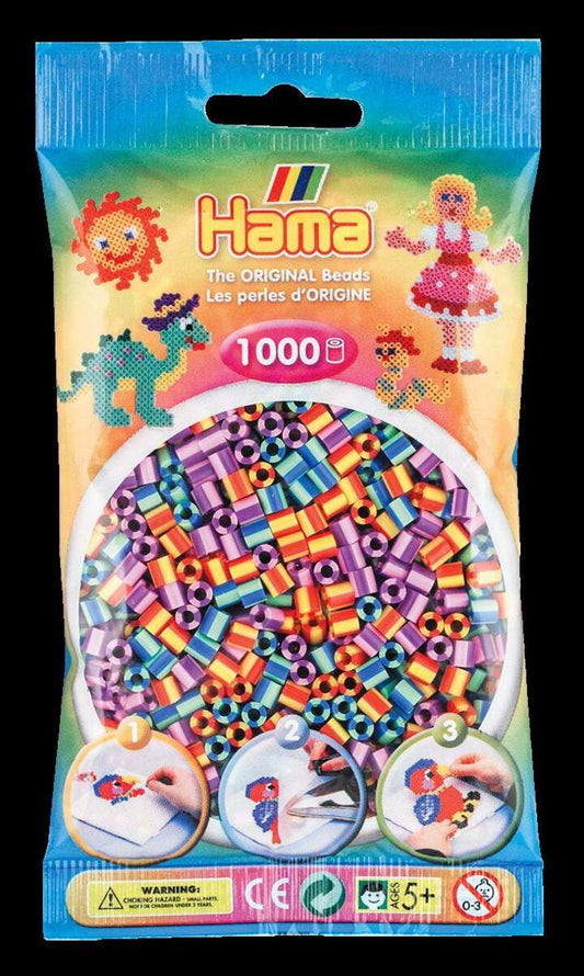 Hama Bügelperlen im Beutel, ca. 1000 Stück, gestreift, 3 Farbkombinationen