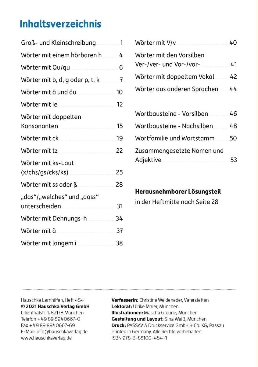 Hauschka Verlag Mein Übungsheft Rechtschreiben 4. Klasse, A5-Heft