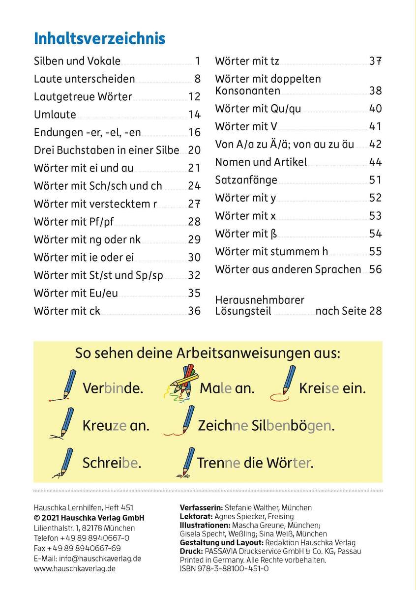 Hauschka Verlag Mein Übungsheft Rechtschreiben 1. Klasse, A5-Heft