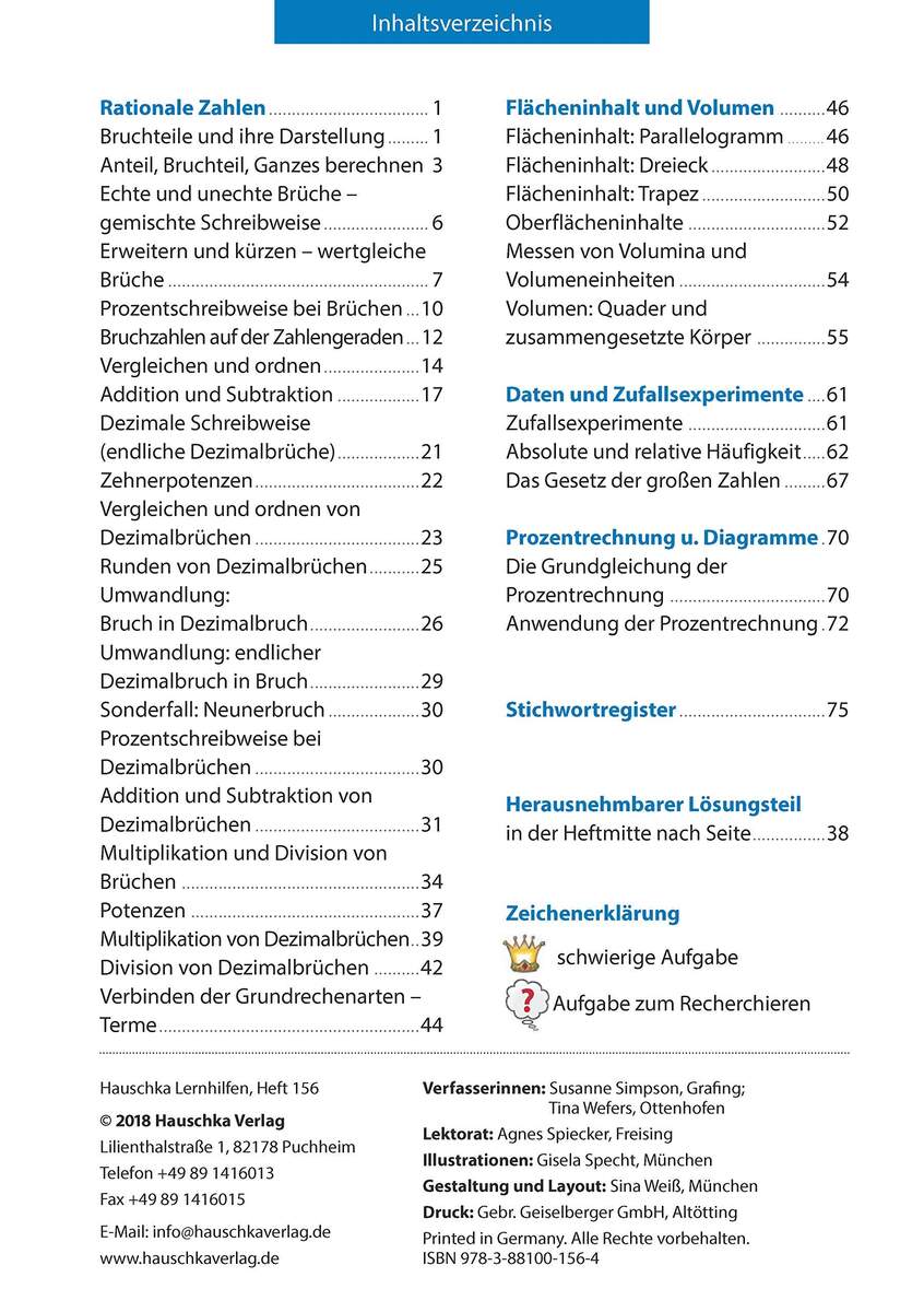 Hauschka Verlag Rechnen und Textaufgaben - Gymnasium 6. Klasse
