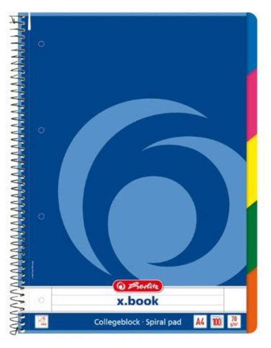 Herlitz Collegeblock A4 kariert mit Register 100 Blatt