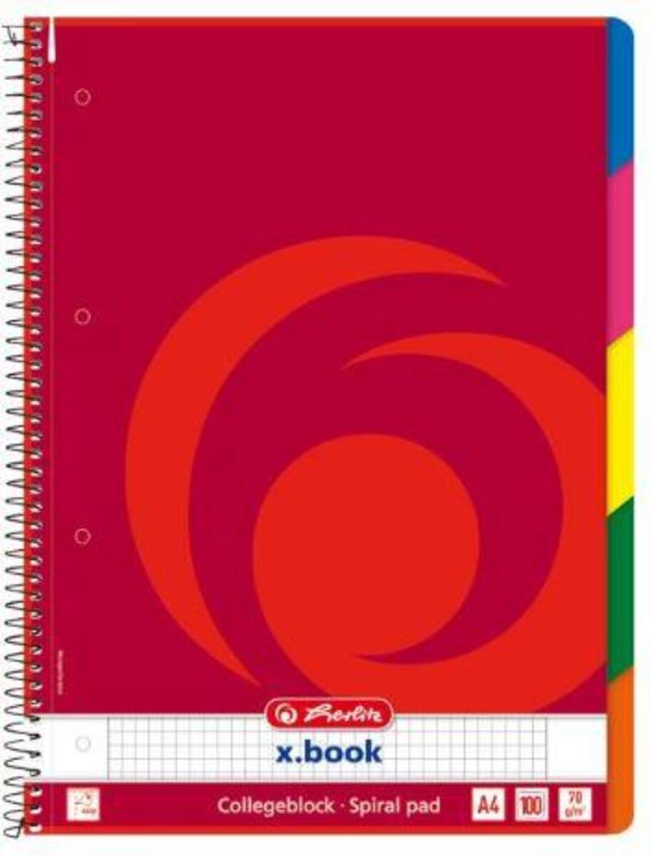 Herlitz Collegeblock A4 kariert mit Register 100 Blatt