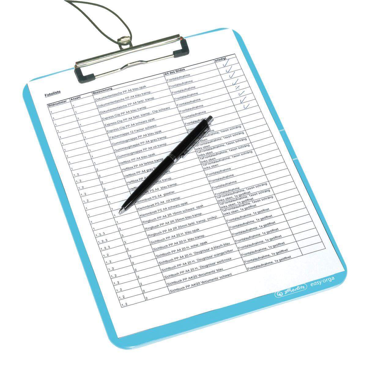 Herlitz Klemmbrett PP A4 easy orga to go transparent