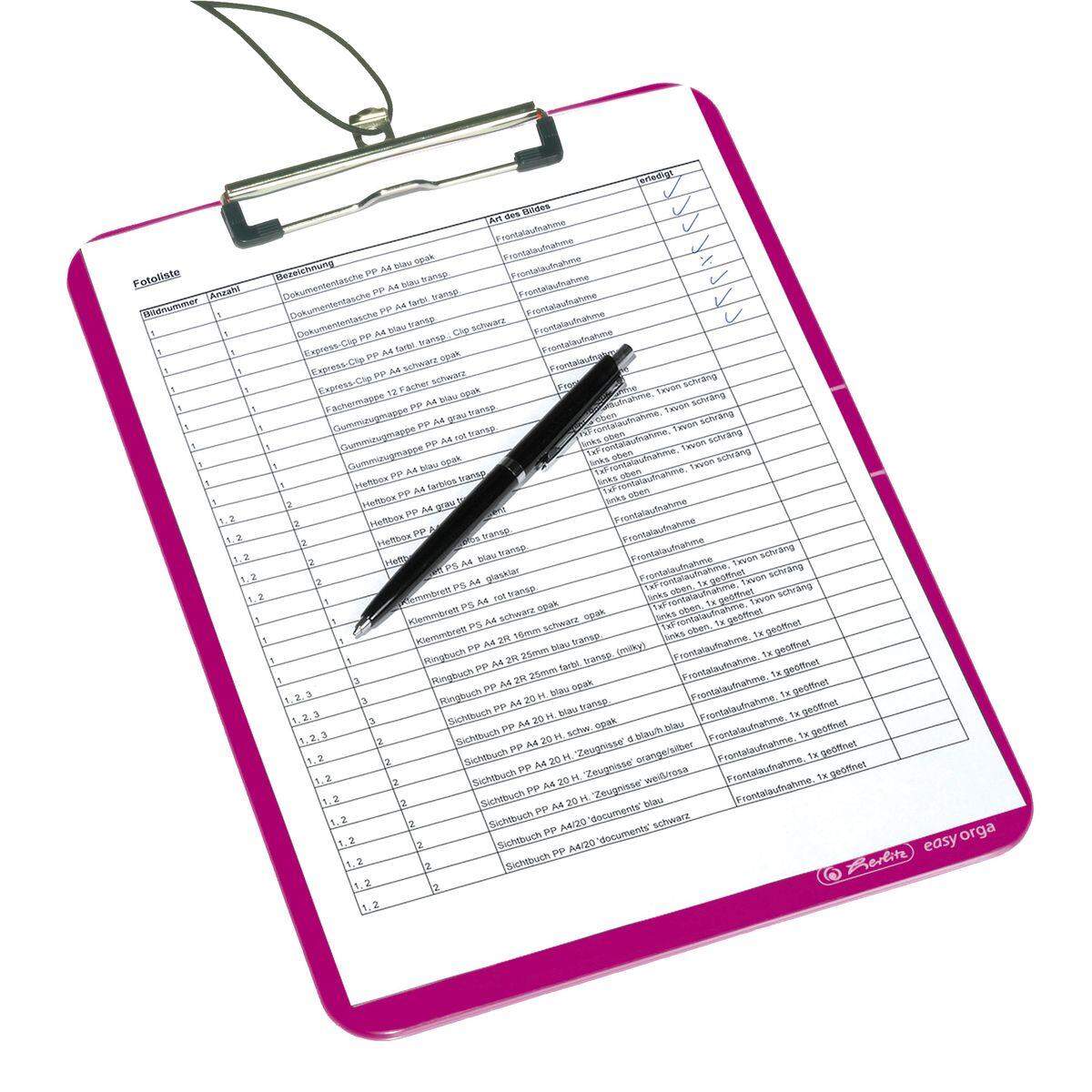 Herlitz Klemmbrett PS A4 easy orga to go opak beere