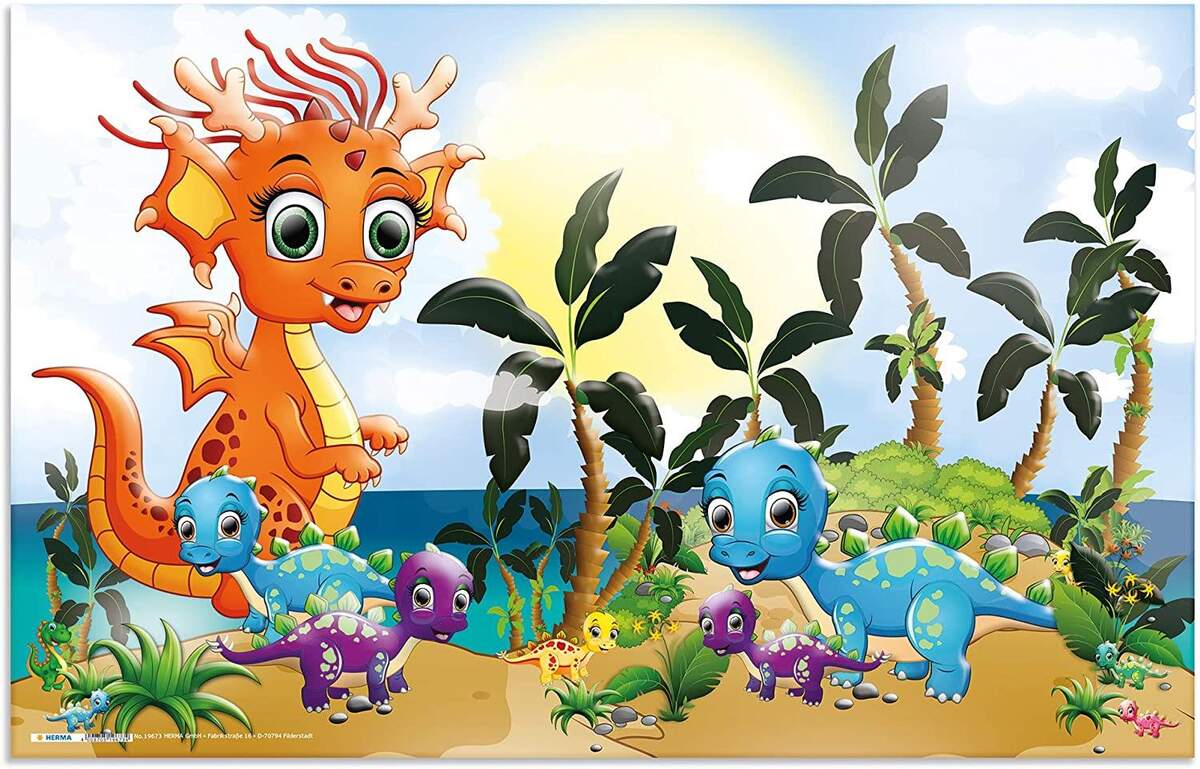 HERMA 19673 Schreibtischunterlage Kindergarten Dinos, 55 x 35 cm, rutschfest