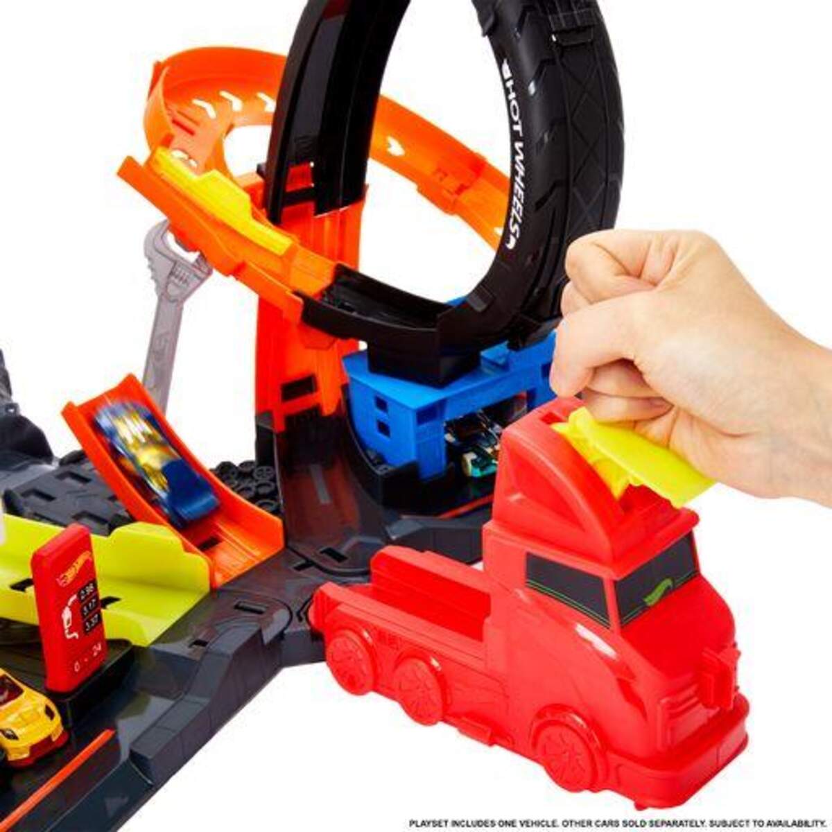 Hot Wheels City Slam Gorilla mit Geräuschen, Spielset mit Looping