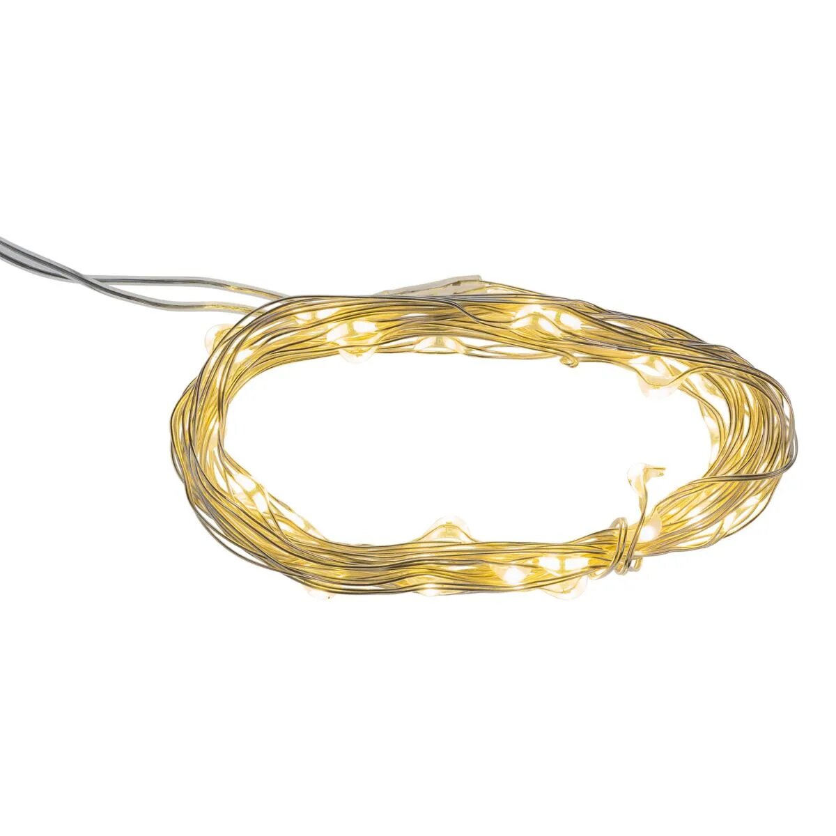 Idena 30er LED Micro-Lichterkette, warmweiß, für innen, batterieb., silberner Draht, Timer