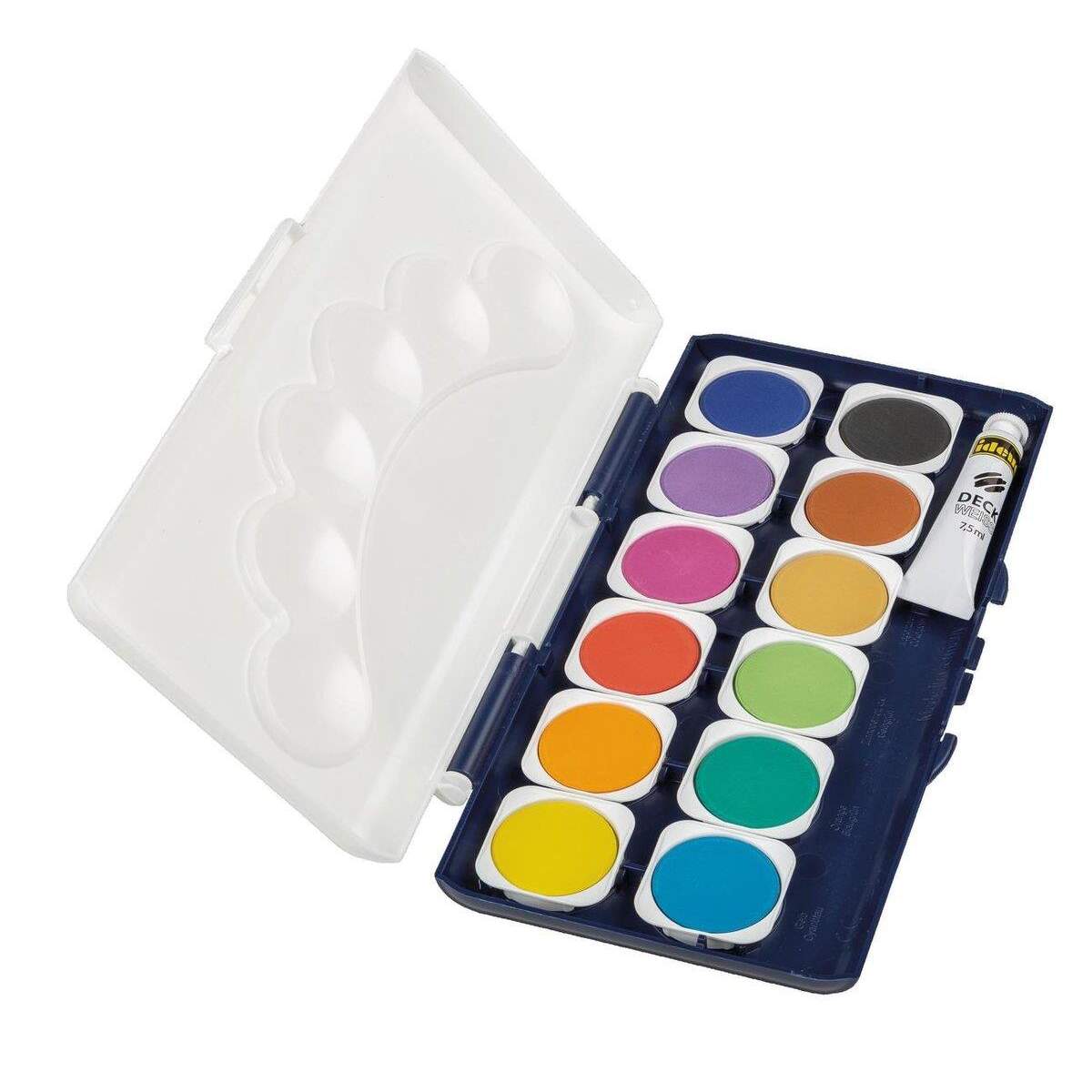 Idena Deckfarbkasten, 12 Farben, 1 Tube Deckweiß