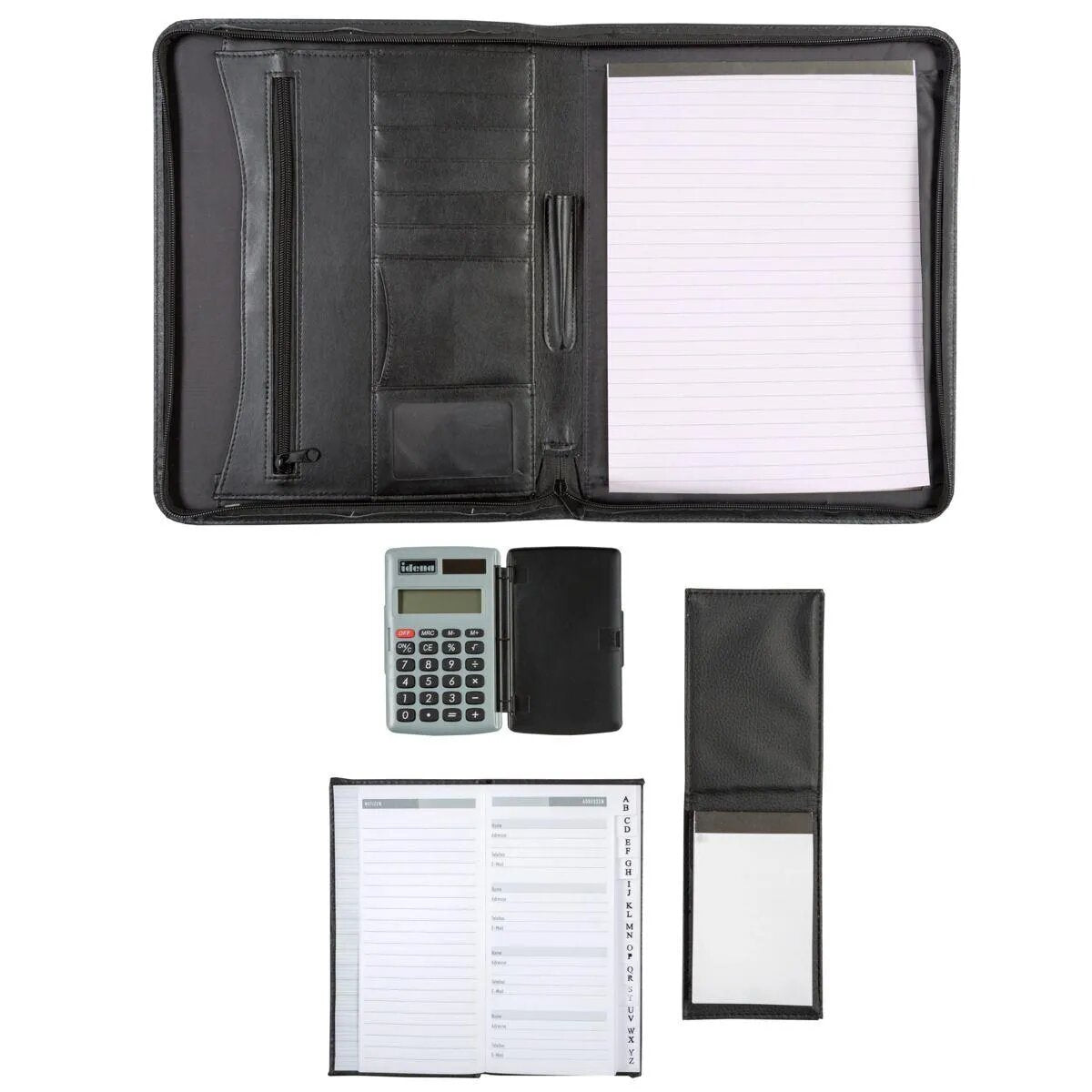 Idena Dokumentenmappe A4 mit Adressbuch, Taschenrechner, Notizbuch