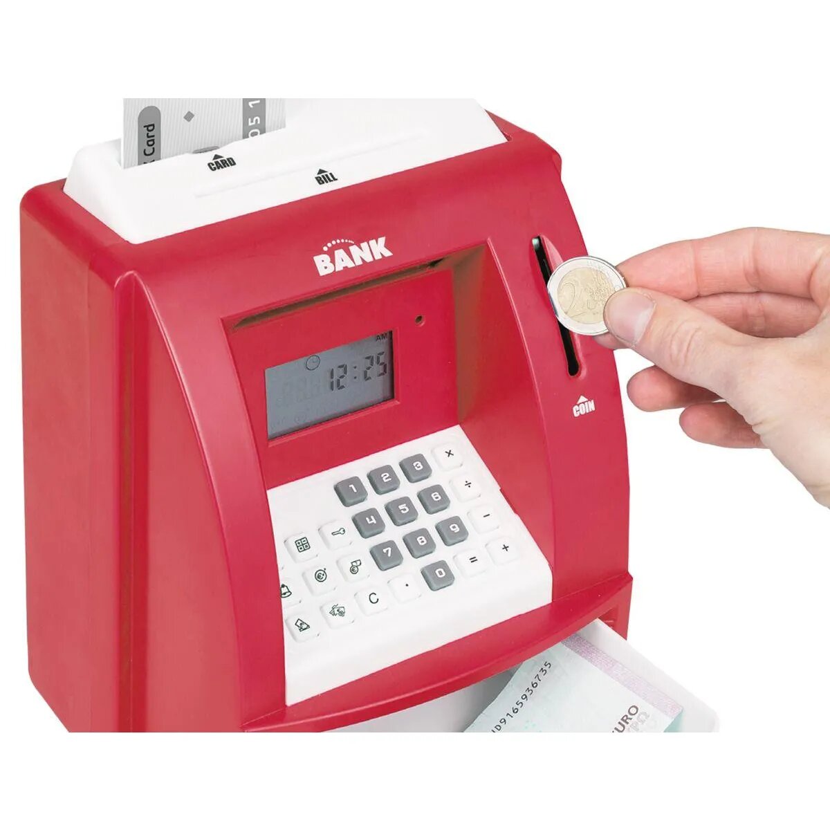 Idena Geldautomat rot, digitale Spardose mit Sound