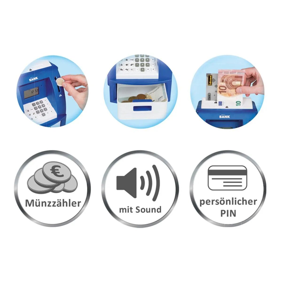 Idena Geldautomat rot, digitale Spardose mit Sound